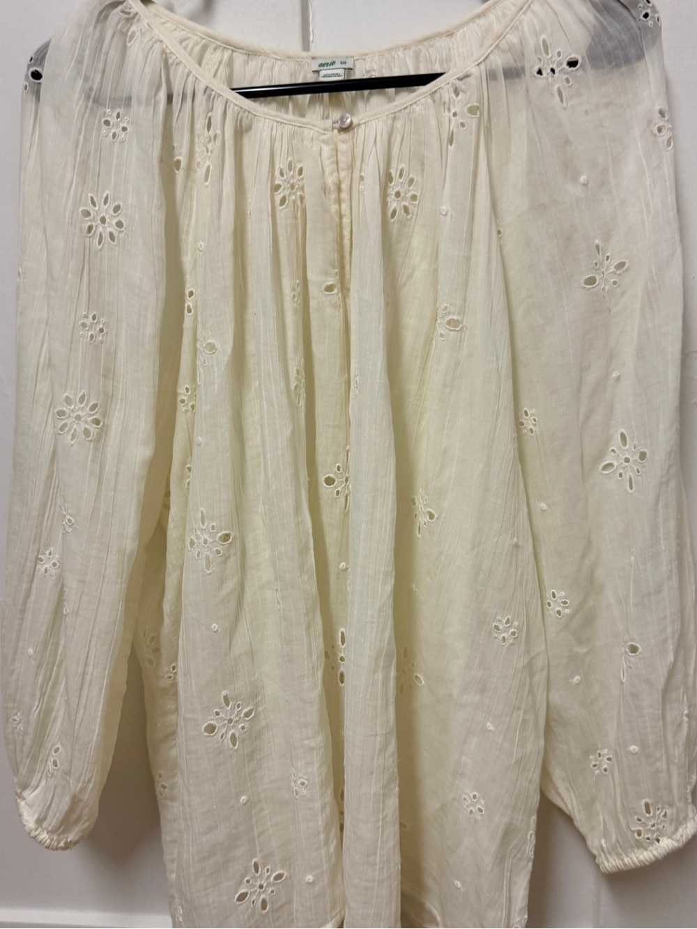 aerie Cream Eyelet Peasant Tunic